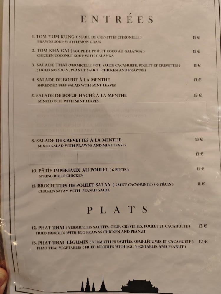 Ayutthaya Restaurant Thaïlandais - Menu Image 2